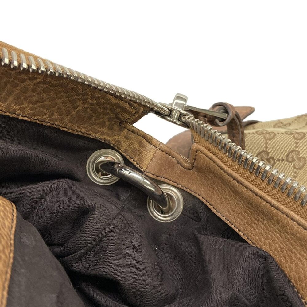 Gucci GG/Bamboo Handbag 232927 Dark Brown Beige Jacquard Leather - Picture 15 of 15